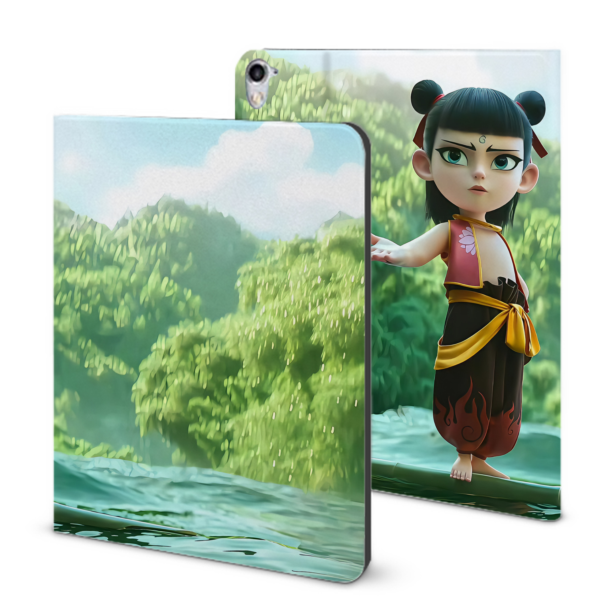 （画像用） Ne Zha 2 ナタ 魔童の大暴れ IPad ケース ブック型 PUレザー TPU 耐衝撃 軽量 薄型 ペン収納なし 全面保護 IPad 各モデル対応